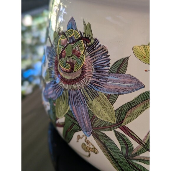 Portmeirion Botanic Garden VTG Blue Passion Flower Lg Metal Enamel Casserole Pot - Picture 6 of 16